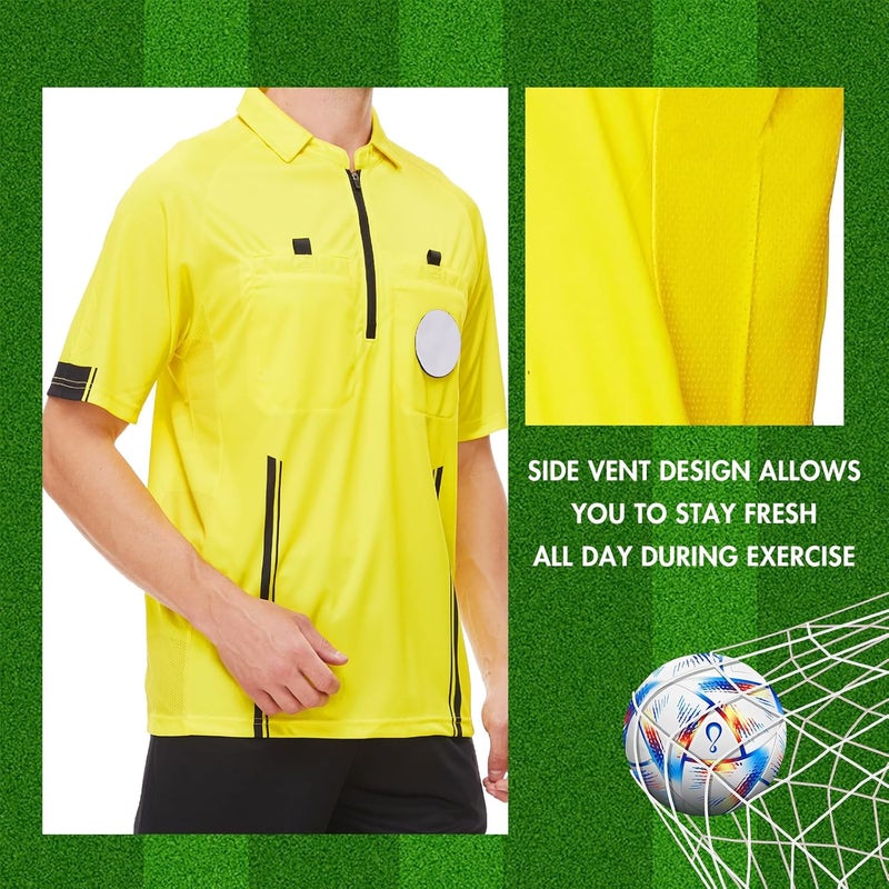 VKT Soccer Referee Shirt Jersey Kit Official Short Sleeve Ref Shirts Uniform Halloween Costume for Men & Women - Image 5